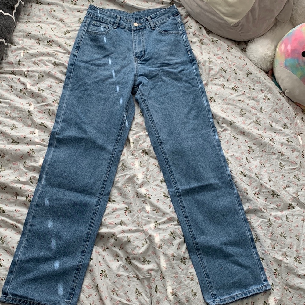 high wasted straight leg jeans
